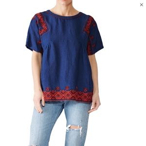 SEA New York ~ Blue Embroidered Leah Top